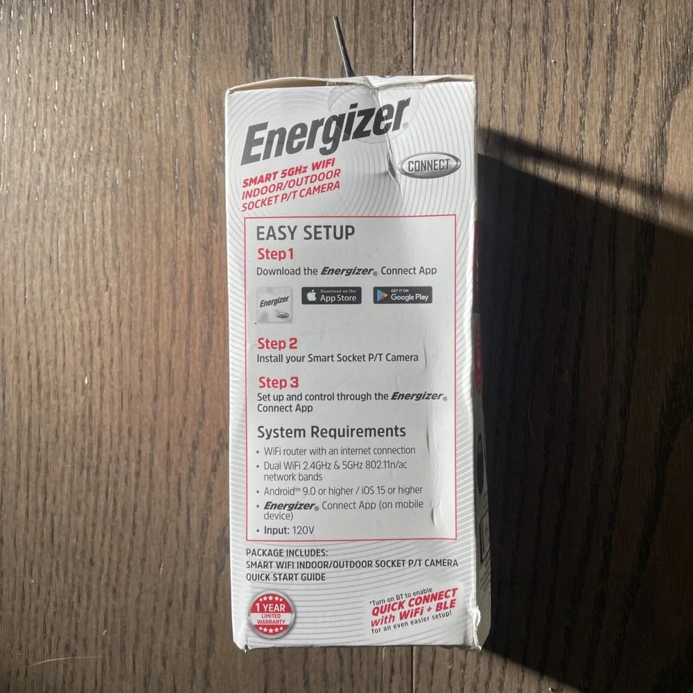 Energizer Smart Wi-Fi Indoor Outdoor Bulb Socket P/T Camera 56Hz Standard Socket